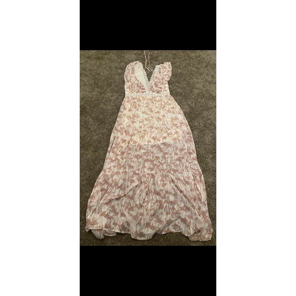 Entro women's Midi Floral Dress A Line Short Sleeve Size L Nwt
